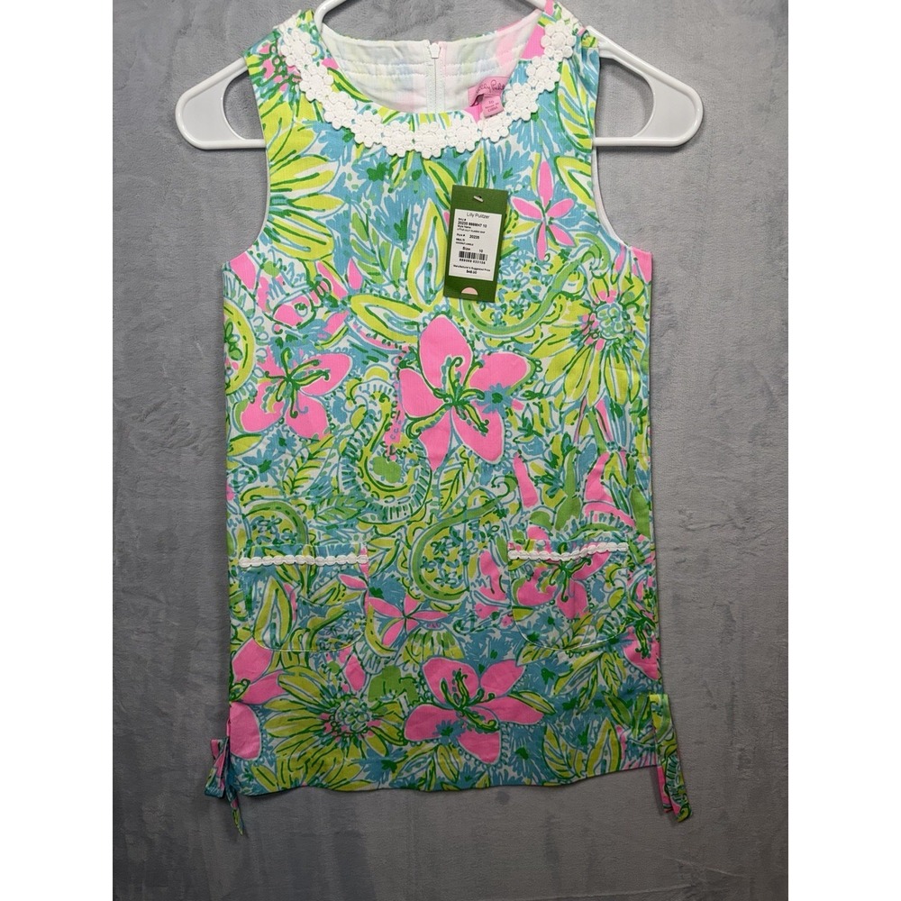 Lilly Pulitzer Girls Coconut Jungle Shift Dress Sleeveless Floral Pink Green 10 - Picture 1 of 4